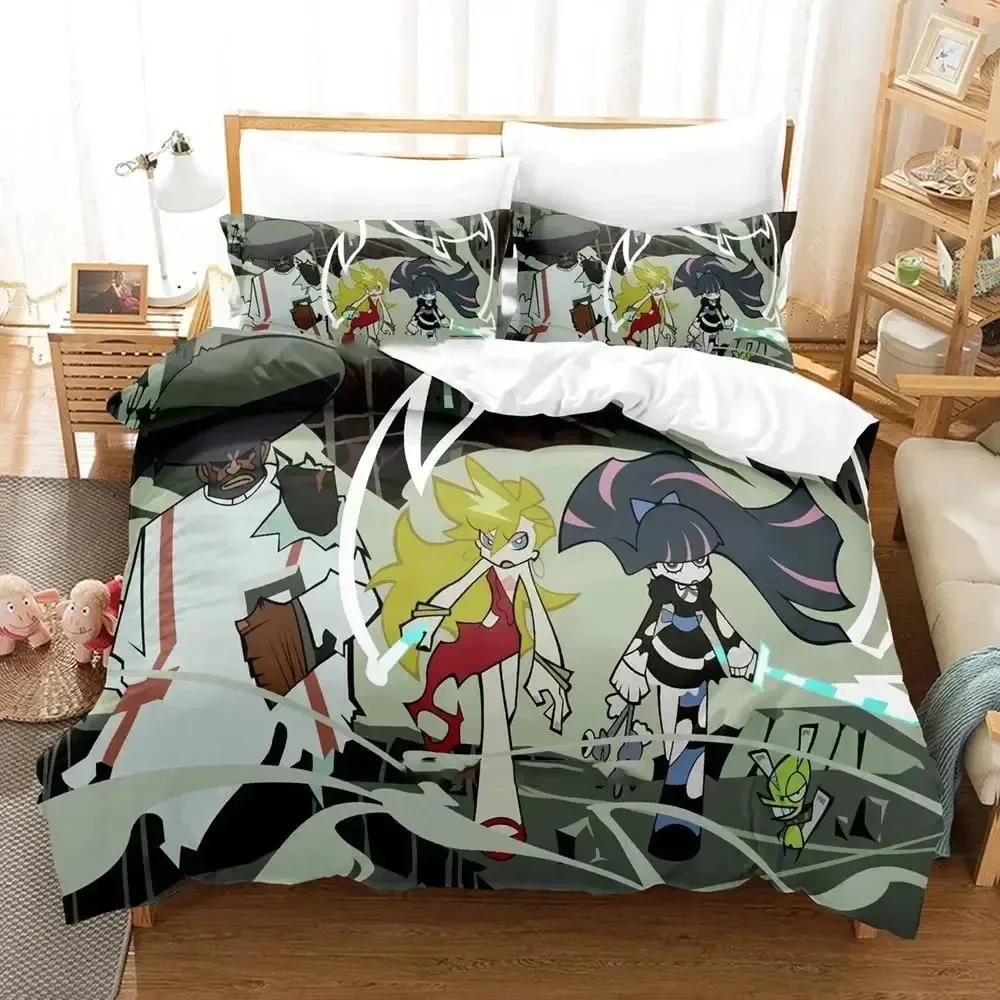 3D Anime Panty Stocking Garterbelt Bedding Set Duvet Cover Bed Set Quilt Cover Pillowcase Comforter King Queen Size Boys Adult