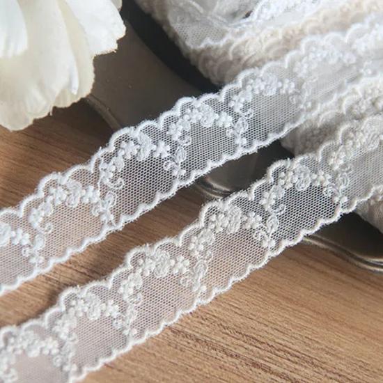 4meters/lot 2.5cm White/beige Cotton Mesh Lace Trim Flower Embroidered Lace Accessories DIY Decorative Fabric