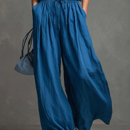 Sommer ärmelloses 2-teiliges Outfit für Damen, lässiges Crop-Cami-Top und weite Hosen, Loungewear-Partnerlook-Sets mit Taschen