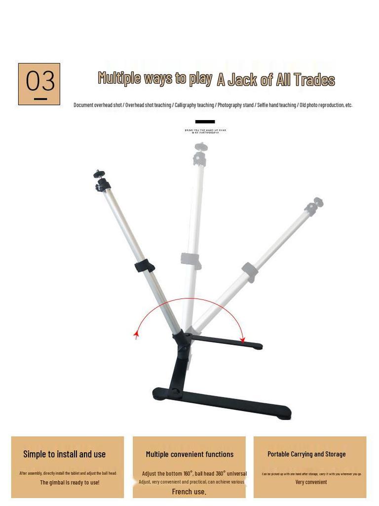 Multi-Angle Adjustable Aluminum Phone Stand for Overhead Shots and Live Streaming