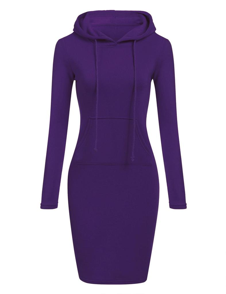 2026 Autumn/Winter European American Women's Solid Color Hooded Long Sleeve Dress