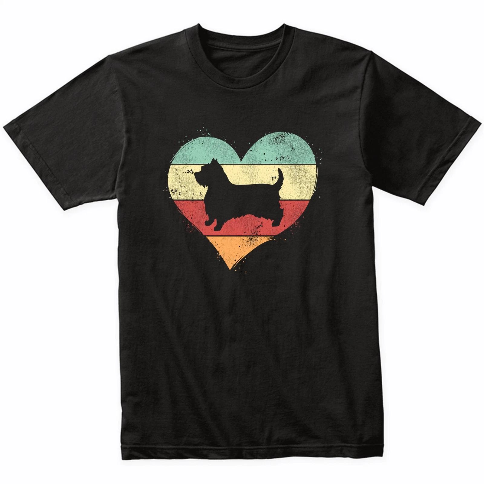 

Retro Heart Silky Terrier Dog Breed Silhouette Dog Owner Love T-Shirt M