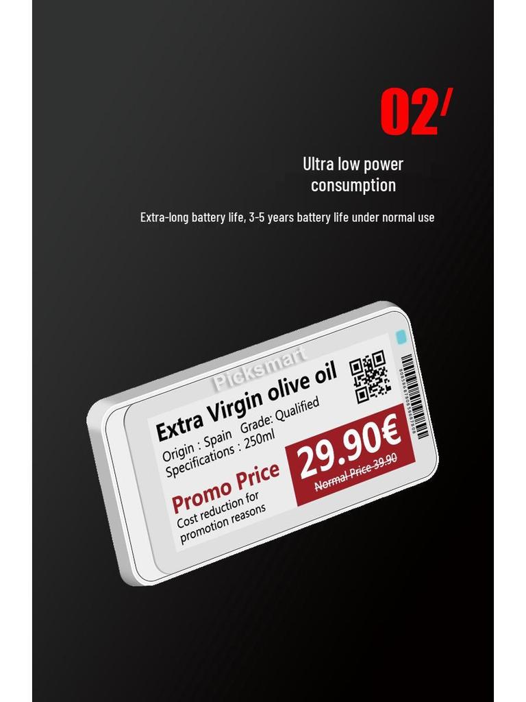 2.1" TFT E-Paper Network Electronic Shelf Label - Black & White Price Tag