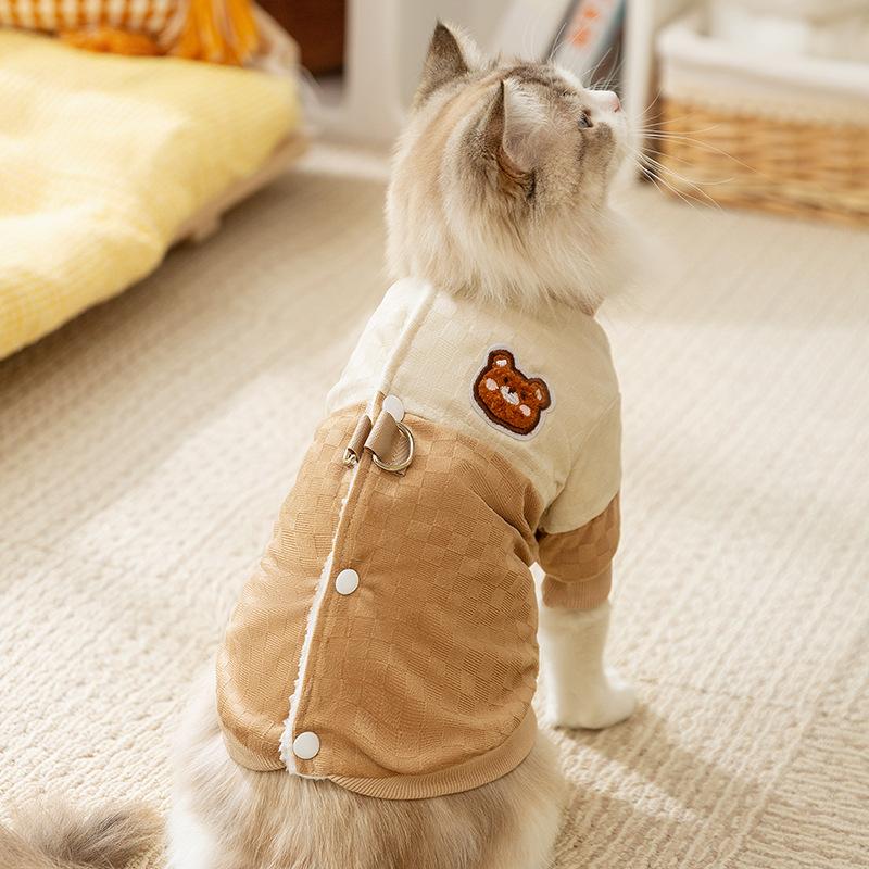 Fleece Warm Pet Cotton-padded Clothes for Kittens In Autumn and Winter Can Be Towed Thickened Than Bear Dog Pet Cat Clothes In Winter