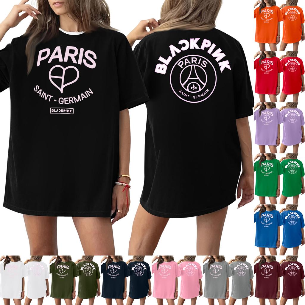 Women's Round Neck Printed Short-sleeved T-shirt Top