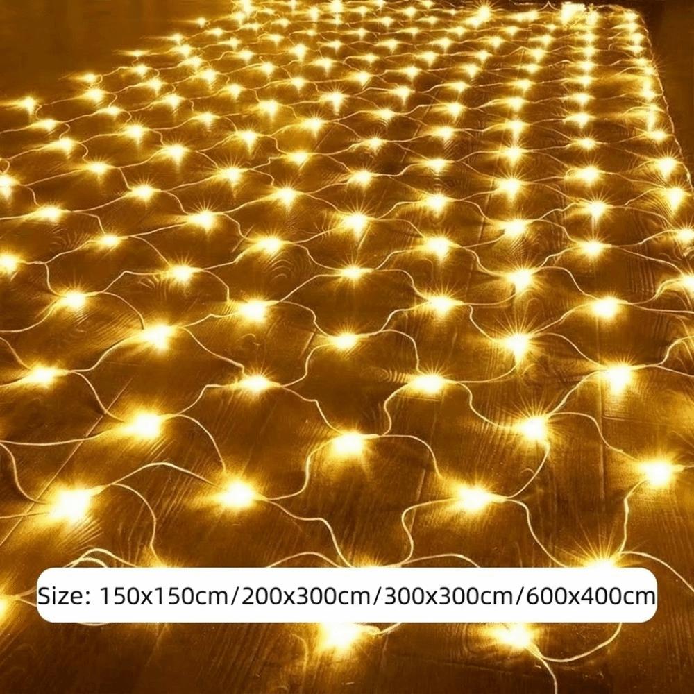 Neu mit Fernbedienung Netzvorhang Licht Wasserdicht Warmweiß LED Fischernetzlicht Lichterkette für den Garten Terrassenbeleuchtung