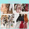 Laço de Cabelo Floral Elegante Scrunchie Lenço Com Elástico Boho Para Cabelo E Laços de Fita