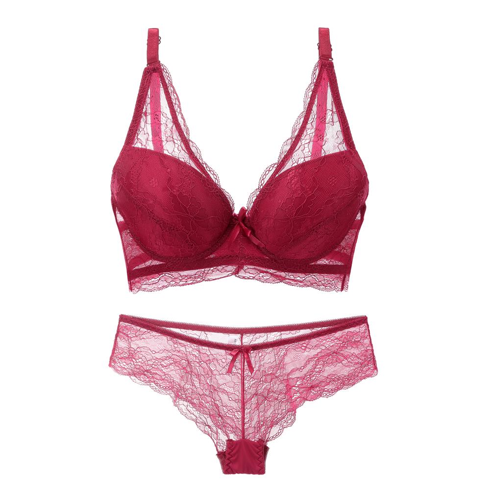 Artdewred Sexy Push up Bra Set Lace Hollow out Bralette Underwear Panty Set Women Bra Brief Sets