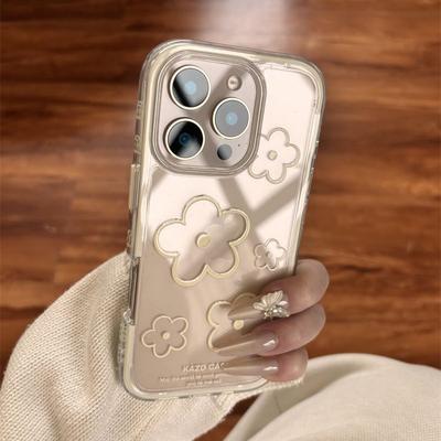 Etui na telefon komórkowy Flower 16 ProMax iPhone 15 Nowy Model 13 Damskie Apple 14 Miękka Okładka iPhone 12 Boki Wewnętrzne
