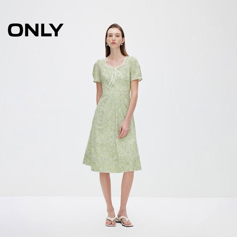 ONLY 2025 Spring Sweet Elegant Puff Sleeve Floral Midi Dress