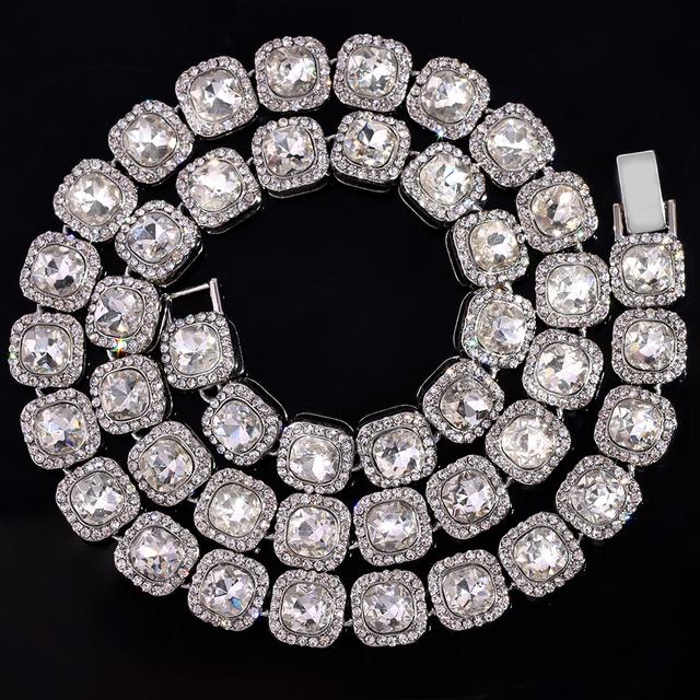 

Женское блестящее розовое квадратное хрустальное звено цепи ожерелье хип-хоп золото серебряный цвет 8 мм роскошное кубинское колье-чокер ювелирные изделия 45cm