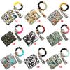 Bull Silicone Beads Bracelet Pu Leather Purse Leopard Print Tassel Cow Wallet Keychain Silicone Beaded ID Card Holder Keychain