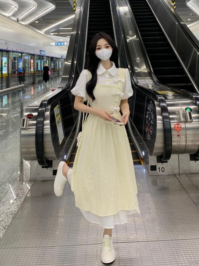 Fake Two-piece Plaid Dress Girl Student New Middle School High School Student Retro National Style Small Milk Good Dress