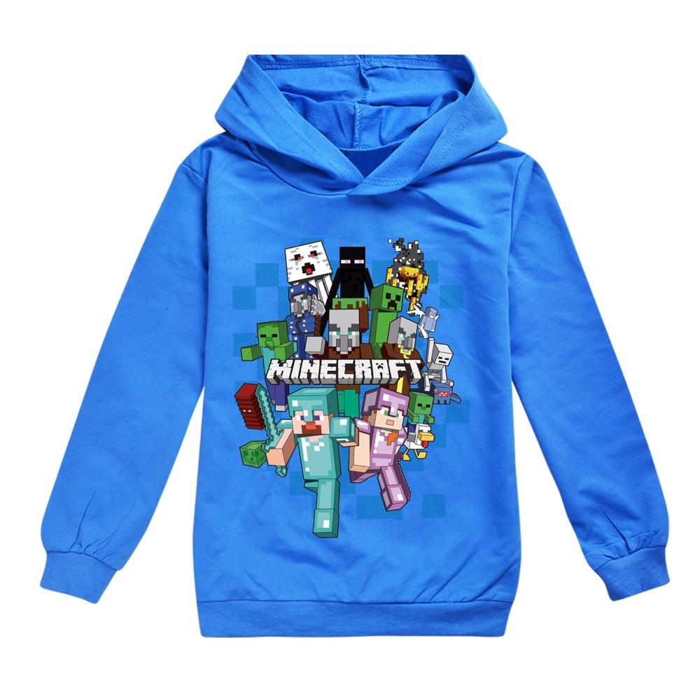 

Minecrafted Hoodie for Kid Toddler Kawaii Long-sleeved BOY Winter Thin Sweatshirt Fashion Idol Printed Warm Children s Tops Gift синий