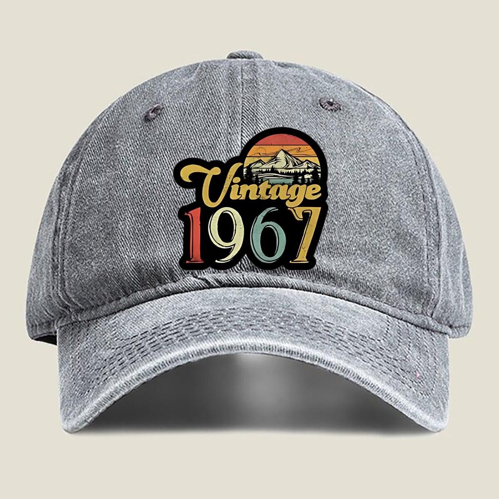 Vintage Retro Inspired Vintage Mountain Art Design Washed Baseball Cap