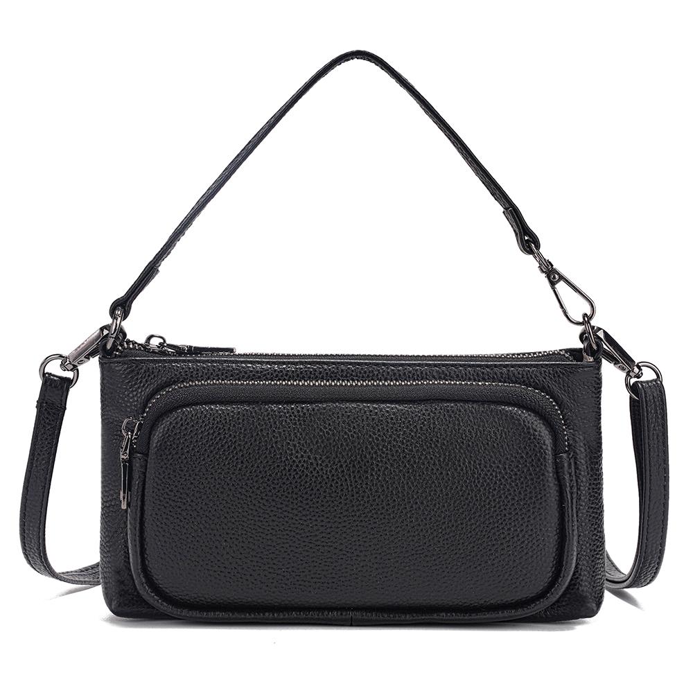 Zency Women's Minimalistic Shoulder Bag Crossbody Multi-pockets Leather Handbag