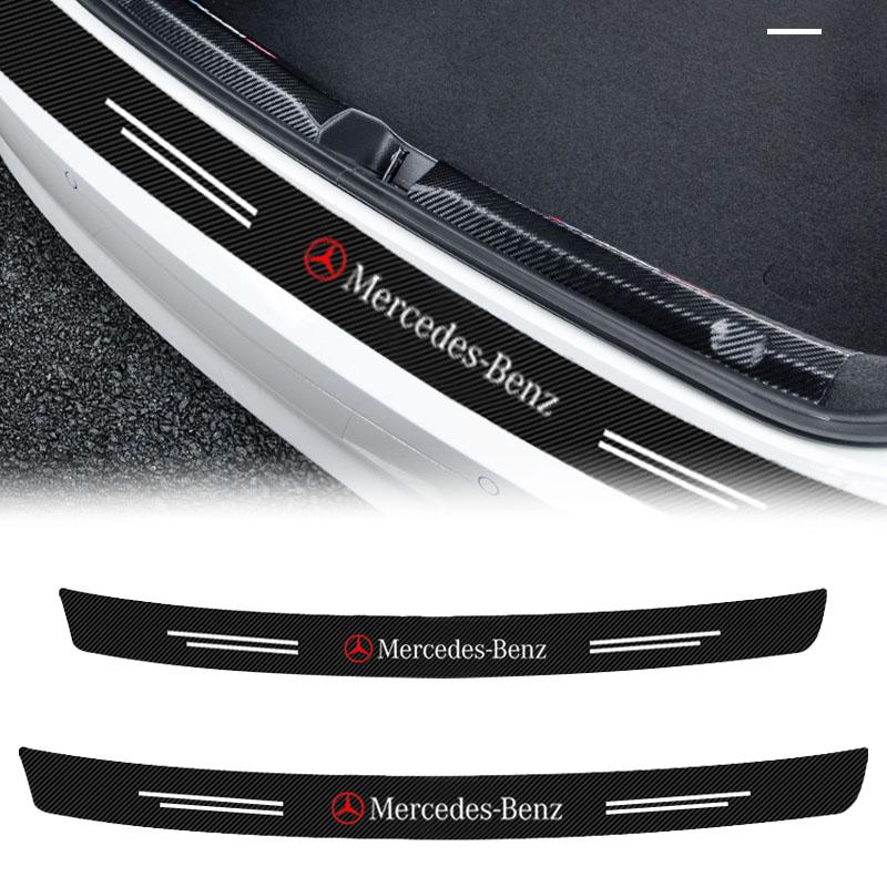 1Pcs Carbon Fiber Car Rear Bumper Trunk Guard Protected 3D Sticker For Mercedes-Benz C500 C200 C300 A B C E GLA CLA GLK GL ML GLE
