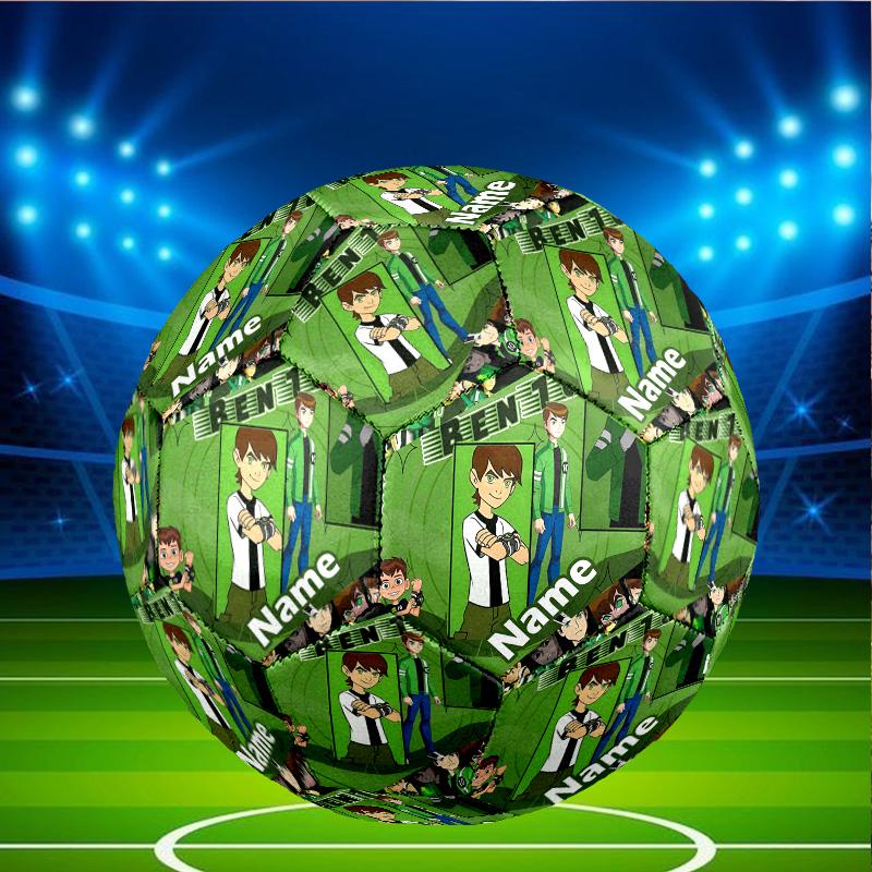 Custom Name Personalized Ben 10 Cartoon Print Size 5 Soccer Ball Training & Match Football, for Team, Kicking, Gift for Football