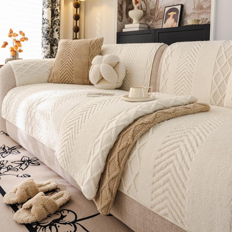New Autumn And Winter Sofa Cover Cloth Towel Anti Slip Fixed Sofa Straight Row Cushion One-Piece Modern Minimalist Living Room