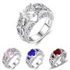 Elegant Women Ladies Rhinestone Princess Heart Shape Jewelry Wedding Ring
