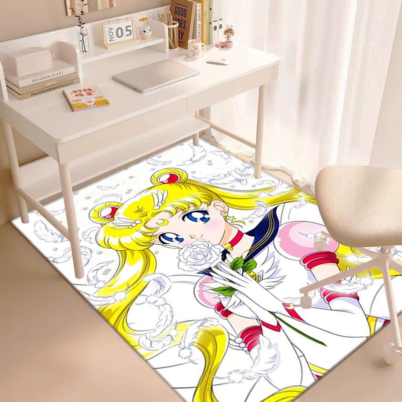 Cute cartoon theme Sailor Moon Tsukino Usagi cartoon rug Multifunctional household anti-slip decorative door mat, outdoor floor mat, and carpet Y14