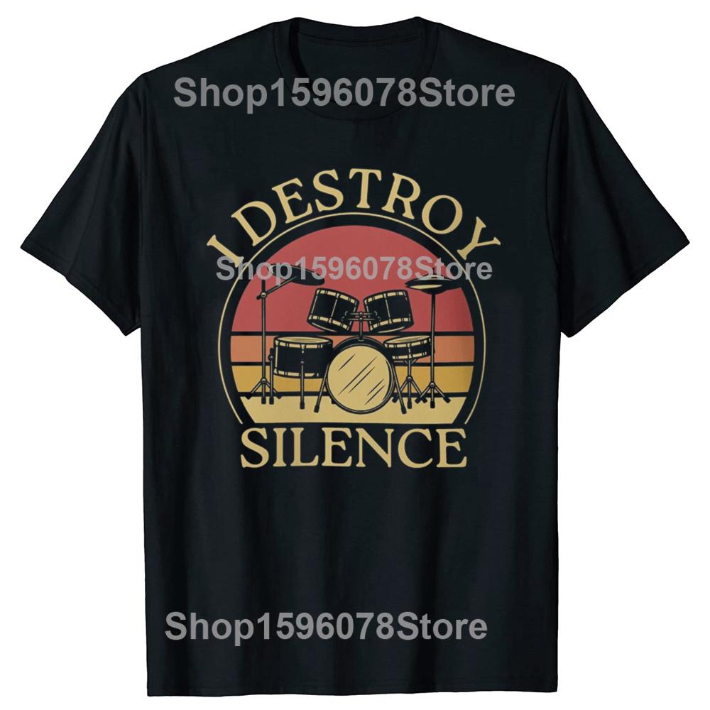 Lustig Der Groovefather Vintage Schlagzeuger Klassische T-Shirts Herren Damenmode Lässiges T-Shirt 100% Baumwolle Locker Übergroßes T-Shirt