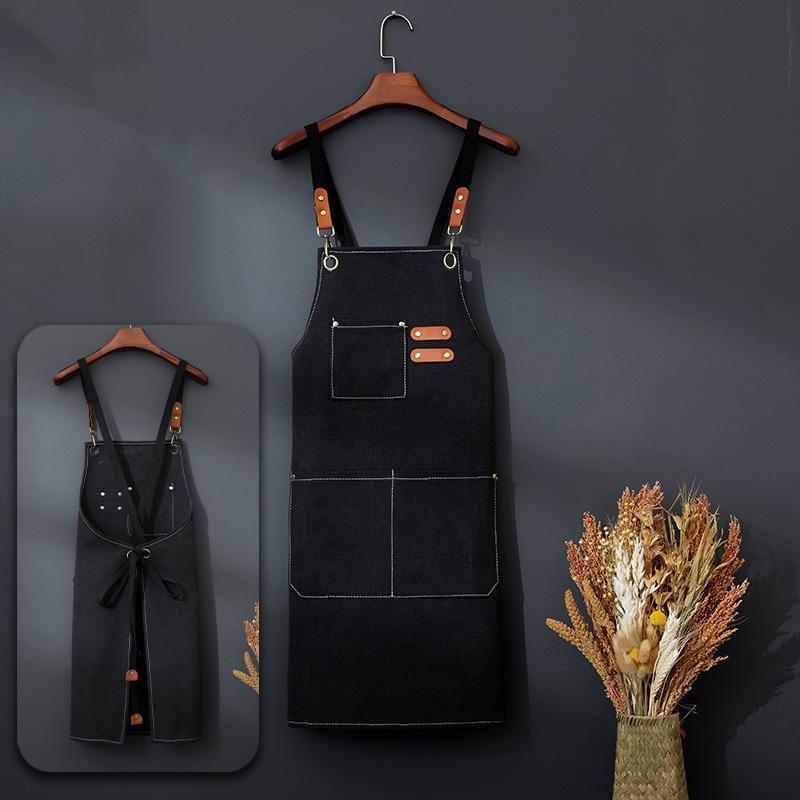 Canvas Waterproof Professional Kitchen Apron Woodworking Apron Art Apron, Fit Cafe Bar Shop Beauty Nails Studios Uniform WQ001