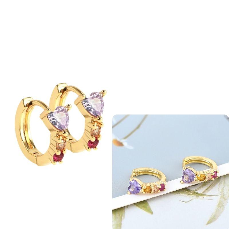 Damen 925 Silber Ohrstecker Lila Zirkon Ohrringe Creolen Lila Kristall Anhänger Ohrring Mode Hochzeits Schmuck
