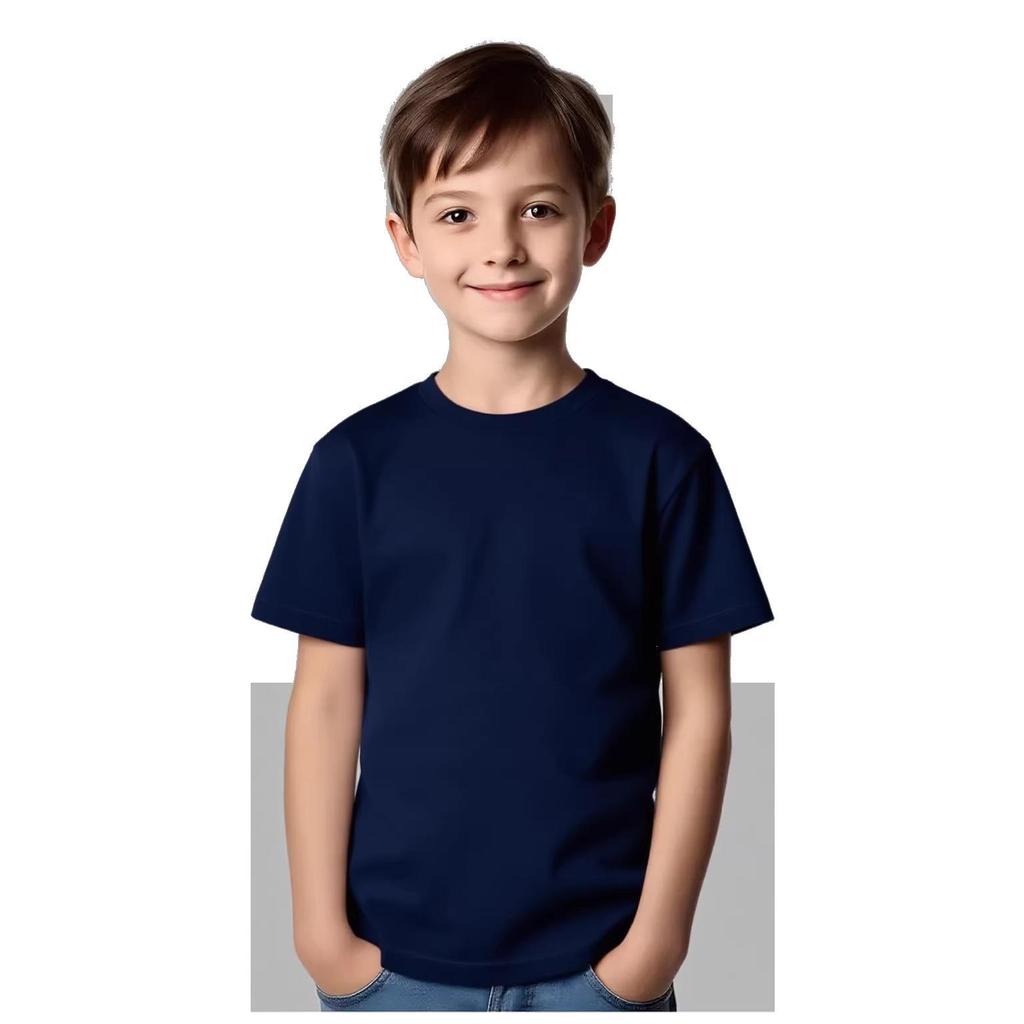 Children's Round Neck Short Sleeve T-Shirts - Solid Colors for Small and Medium Kids