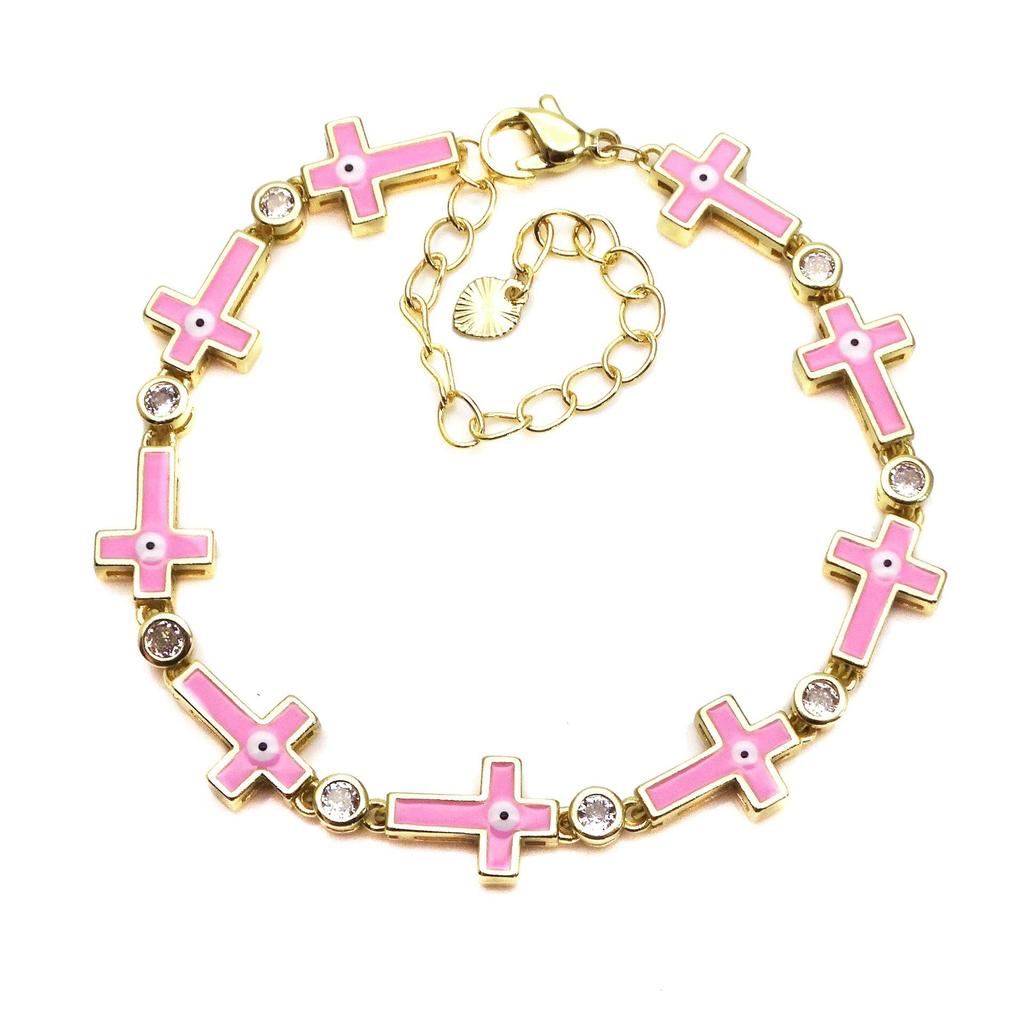 Cross Adjustable Bracelet Devil's Eye Zircon Bracelet Hip Hop Multi Color Women's Bracelet