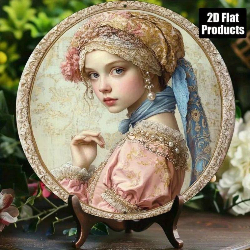 

Vintage Rococo Oval Metal Wall Art Portrait for Living Room