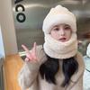 Hat women's scarf integrated new autumn and winter windproof cycling warm plush hat pullover hat high top cold hat