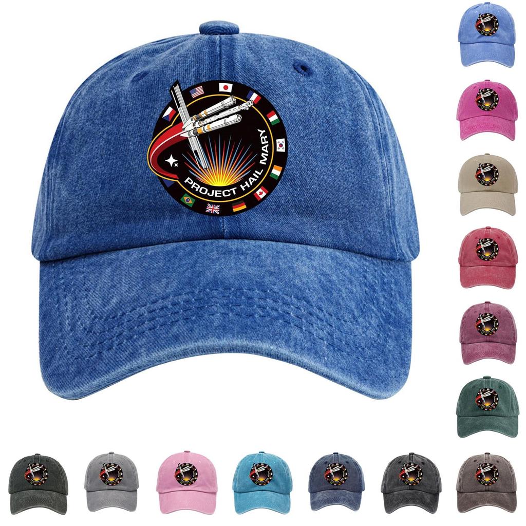 Washed Cotton Baseball Cap With Printed Distressed Soft Top Denim Hat For Men, European And American Retro Hat