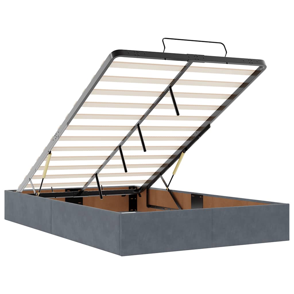 Ottoman Bed with Mattress & LEDs Dark Grey 120x200 cm Velvet