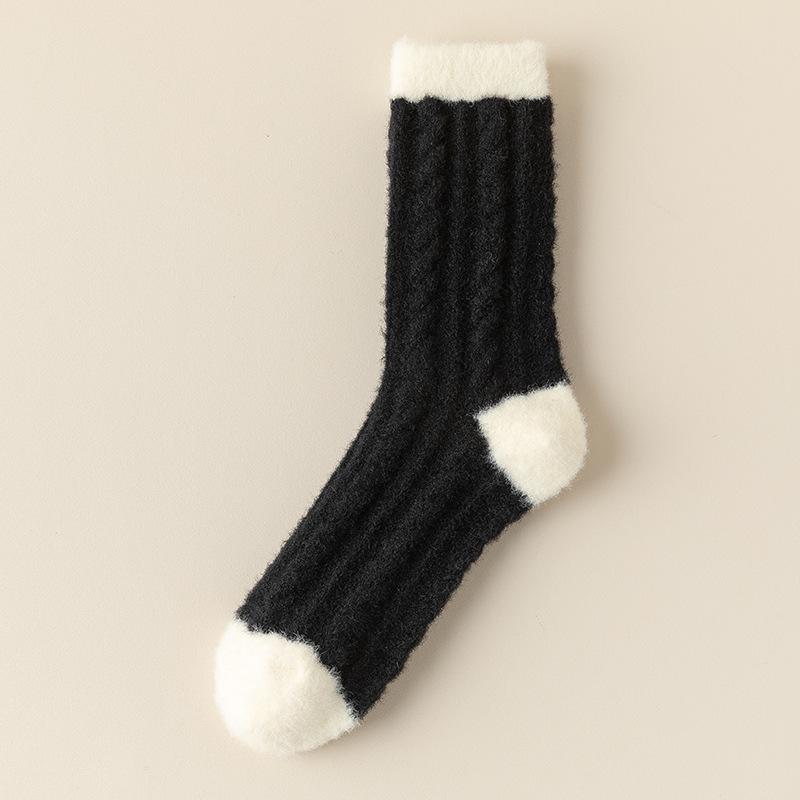 Female Winter New Warm Stripe Heel Cloth Standard Floor Tube Socks
