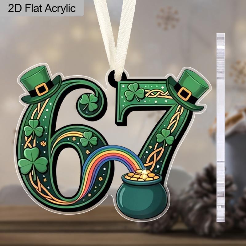 

1pc St. Patrick s Day Acrylic Hanging Ornament Shamrock Hat 67 Design Window Garden Party Decoration Gift 1pc зелёный