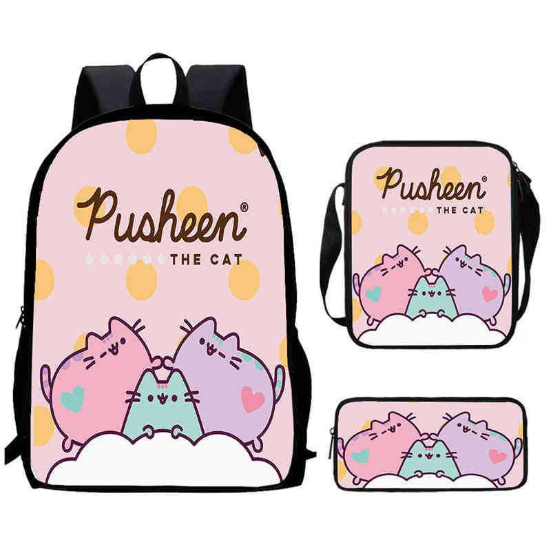 Pusheen Cat Kids Backpack Oxford Fabric Breathable Durable Lightweight School Bag For Elementary Students