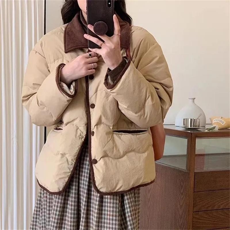 Women Autumn Loose Casual Parkas Winter Puffer Padded Coat Female Large Size Lightweight Short Down Cotton Jacket