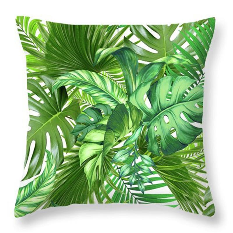 Rainforest Tropical Plant Leaf Print Pattern Cushion Cover Home Living Room Sofa Decoration Square Polyester Pillow Pillow Cover