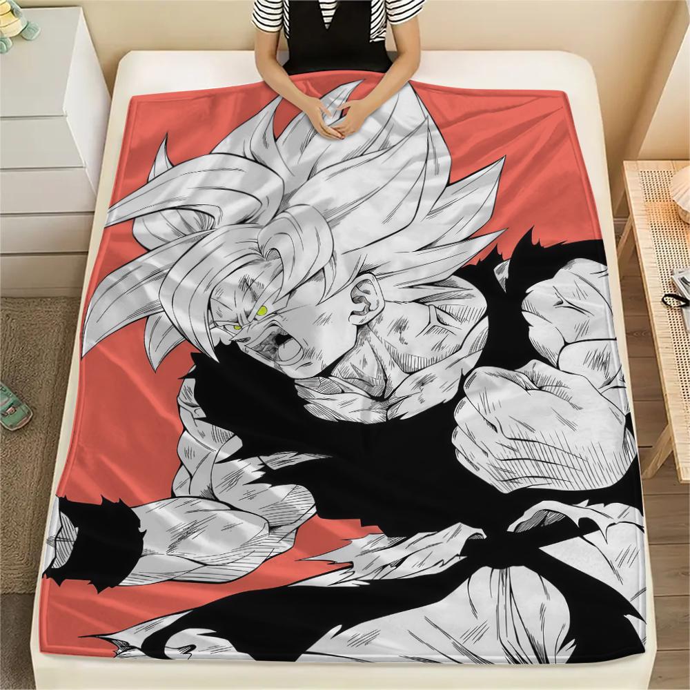 Dragon Ball Vegito Flannel Blanket Stylish Print Great For Sofa Bedroom Chair Bed Travel Picnic -HE50 75x90cm