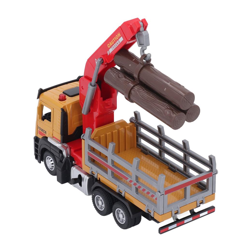 1:32 Timber Transport Crane Alloy Simulation Logging Truck with Light Sound for Children Toddlers Yellow