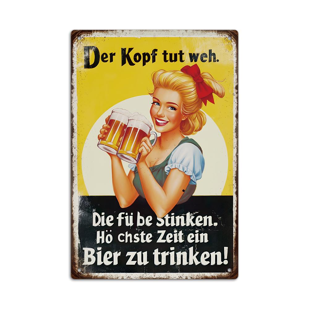 PutuoDecor7.9x11.8GermanSign  1pc 7.9x11.8In German Vintage Tin Sign - Pub/Club/Home Decor, Wall Art & Friend Gift