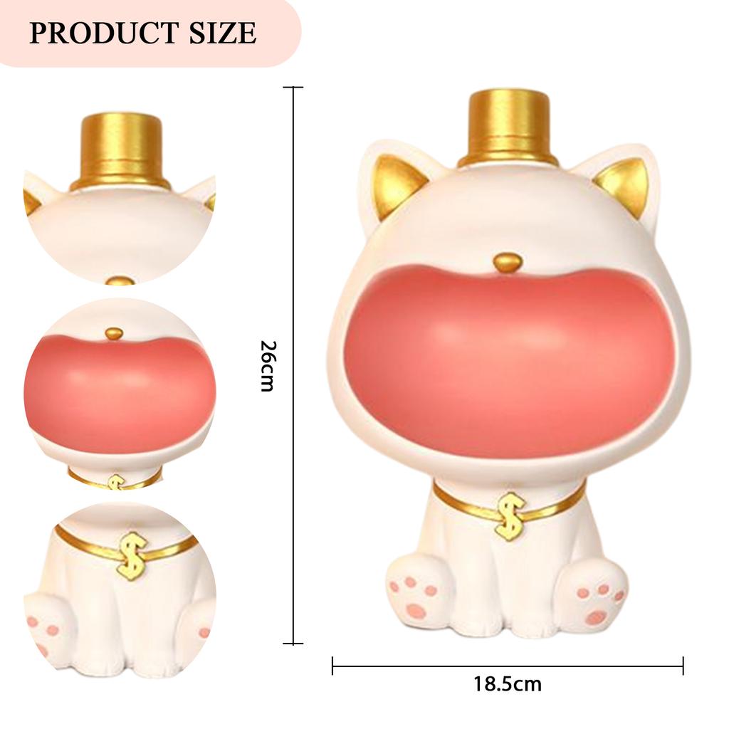 Resin Lucky Cat Statue Entrance Key Storage Ornament for Office Study Desk Decor