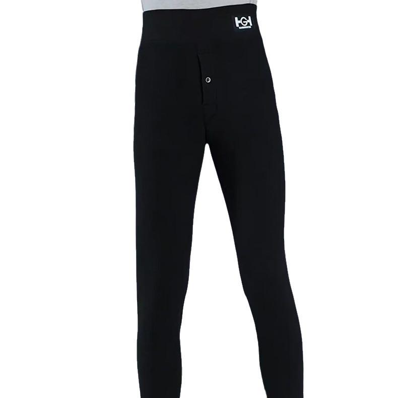 Herren High Waist Warme Samt Schwarze Hose - Dicke Lammfell Leggings, Große Größe, Baumwolle, Winterbekleidung.