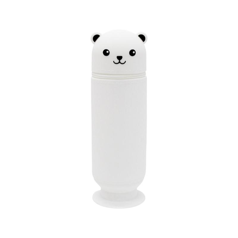 

Large Capacity Pencil Case Cartoon Bear Pencil Box with Suction Cup Silicone Pen Bag for Students Teens Girls Boys белый