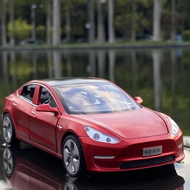 1:32 Model S Model 3 Model X Alloy Car Model Diecast Metal Toy Vehicles Car Model Simulation Sound and Light Kids Toy Gift