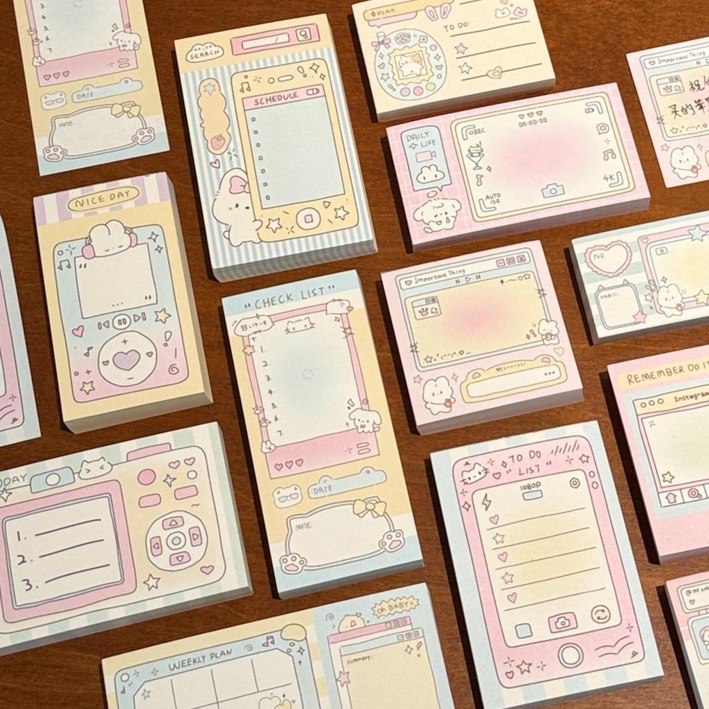 Korean Style Cute Memo Pad 100 Sheets Non-Sticky Notepad Kawaii Ins Stationery for Journaling Planner Scrapbooking School Office