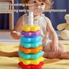 Interactive Rotating Stacking Tower Educational Toy for Toddler Motor Skill Building Colorful Color Sorting Activity Game