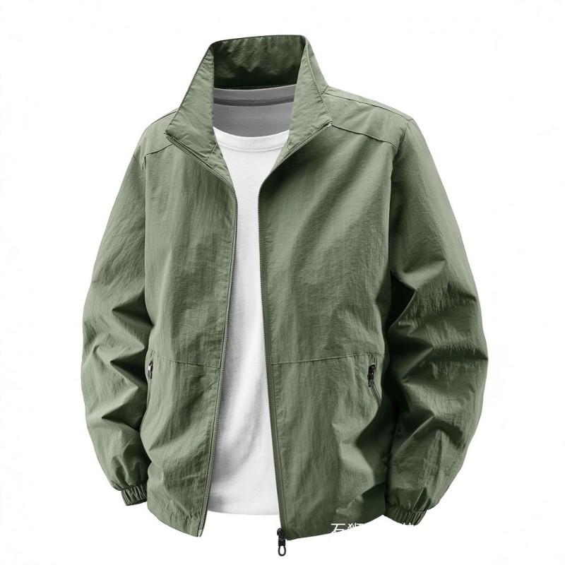 Mens Lightweight Stand Collar Jacket Casual Windproof Nylon Outerwear Daily Wear