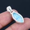 Natural Marquise Shaped Larimar Gemstone Pendant, 925 Sterling Silver, Handmade Pendant Jewelry Gift For Valentine's Day